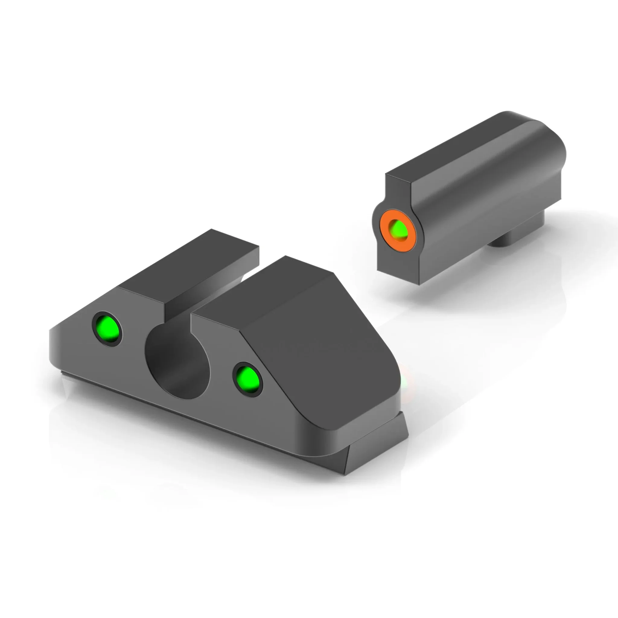 Orange tritium night sights for Glock pistols with dual picture technology and fast sight acquisition