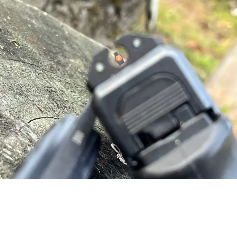 Precision Handgun with Dual Picture Tritium Night Sights on Range