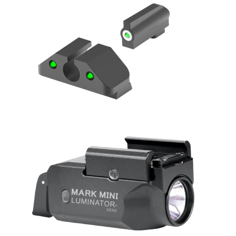 PowerTac Mark Mini Tactical Light and Tritium Night Sights Combo