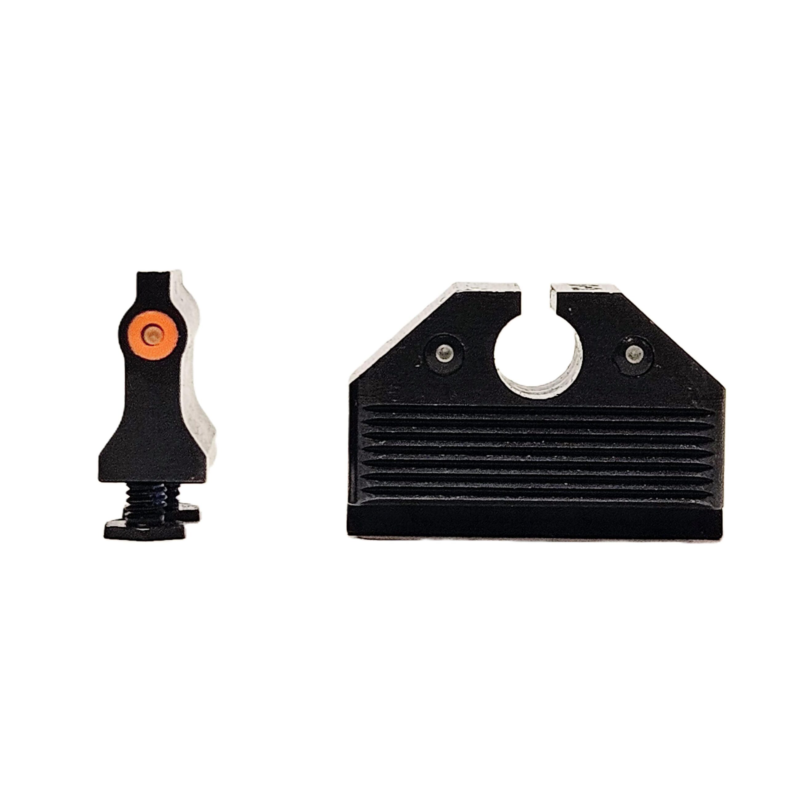 Dual Picture Tritium Night Sights for Glock double stack, Walther PDP, Ruger RXM, etc. - Orange - Optics Ready/Suppressor Height .256 inches taller than our standard sights